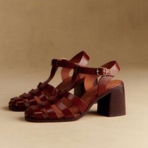 Florie sandals in brown patent leather, size 37, by Sezane